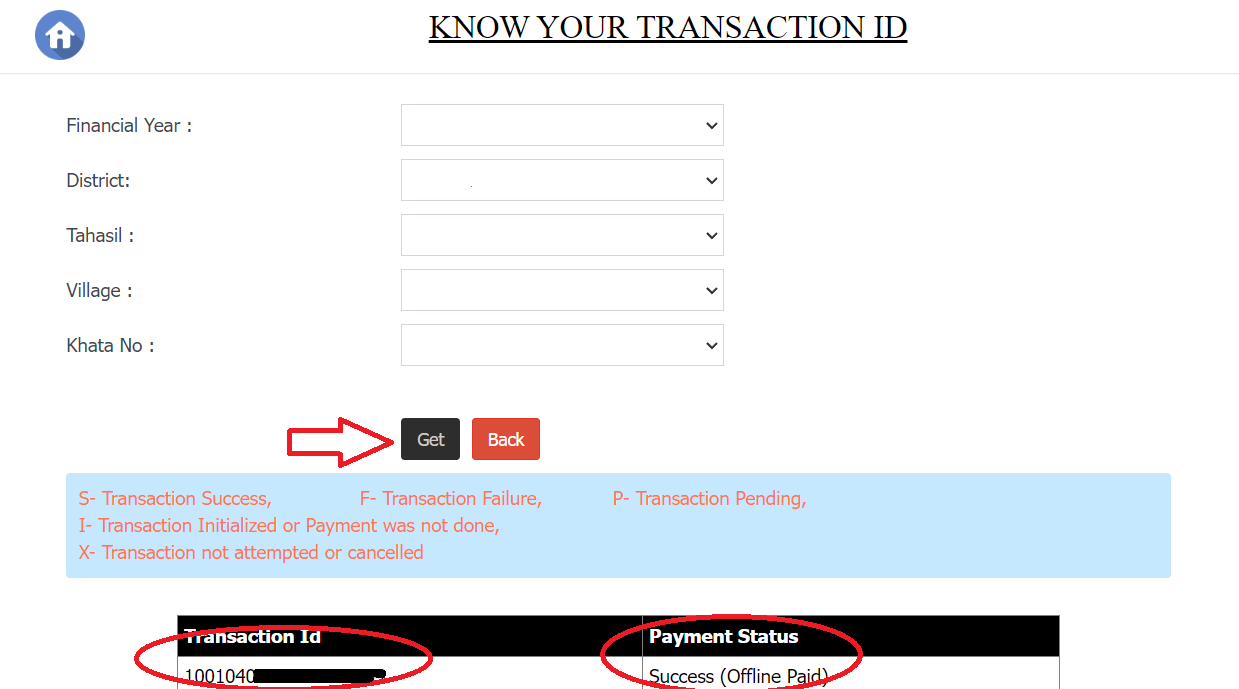 Bhulekh Odisha Know your Transaction ID and Status