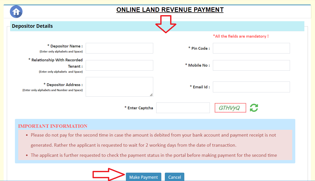 Make Payment for Land Revenue
